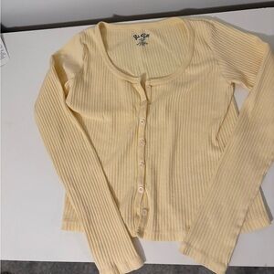 Brandy Melville Yellow Ribbed Long Sleeve Top